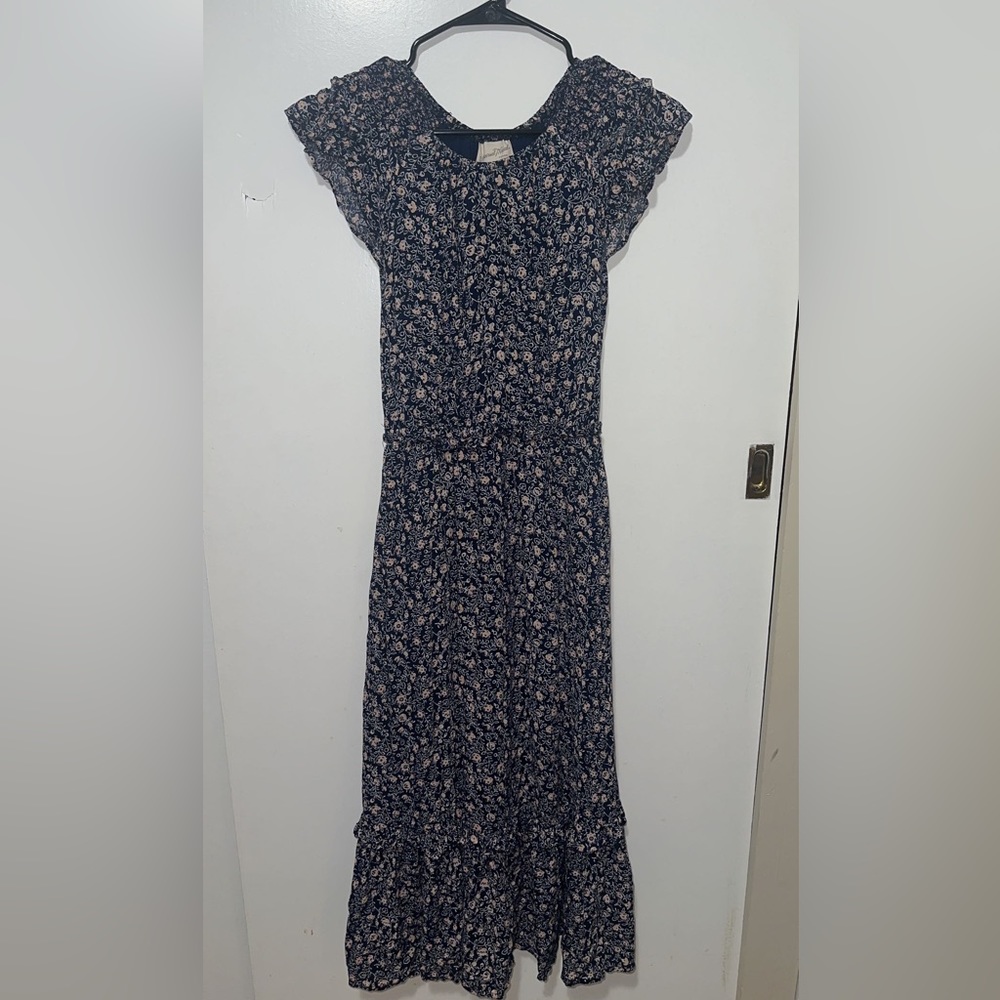Navy Blue Floral Maxi Dress Size Extra Small
